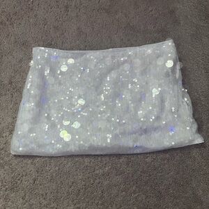 SHEIN White Sequin Mini Skirt